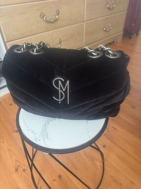 Steve Madden Black Quilted Velvet Chain Shoulder Bag